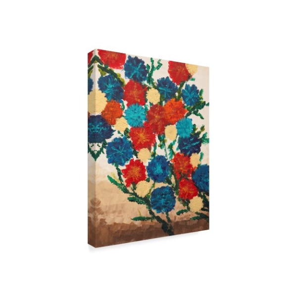 Hilary Winfield 'Abstract Flowers Blue' Canvas Art,18x24